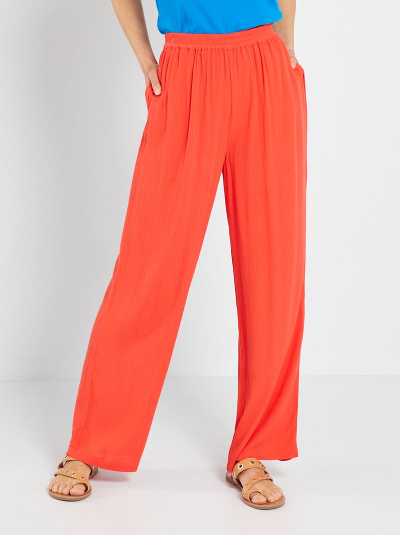 Pantalón ancho de talle alto ROSA - Kiabi