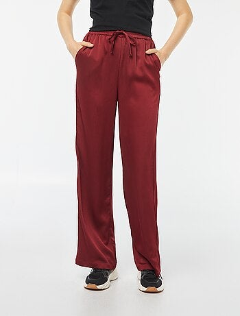 Pantalón ancho de tejido de crepé 2 bolsillos