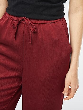 Pantalón ancho de tejido de crepé 2 bolsillos
