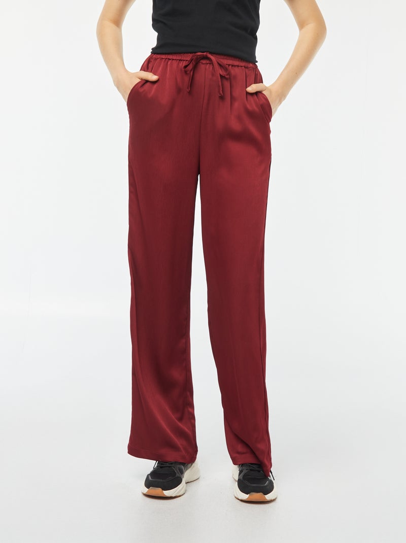 Pantalón ancho de tejido de crepé 2 bolsillos ROJO - Kiabi