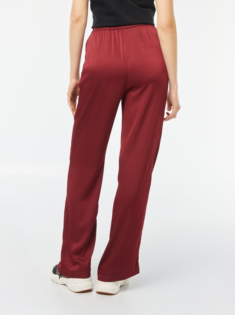 Pantalón ancho de tejido de crepé 2 bolsillos ROJO - Kiabi