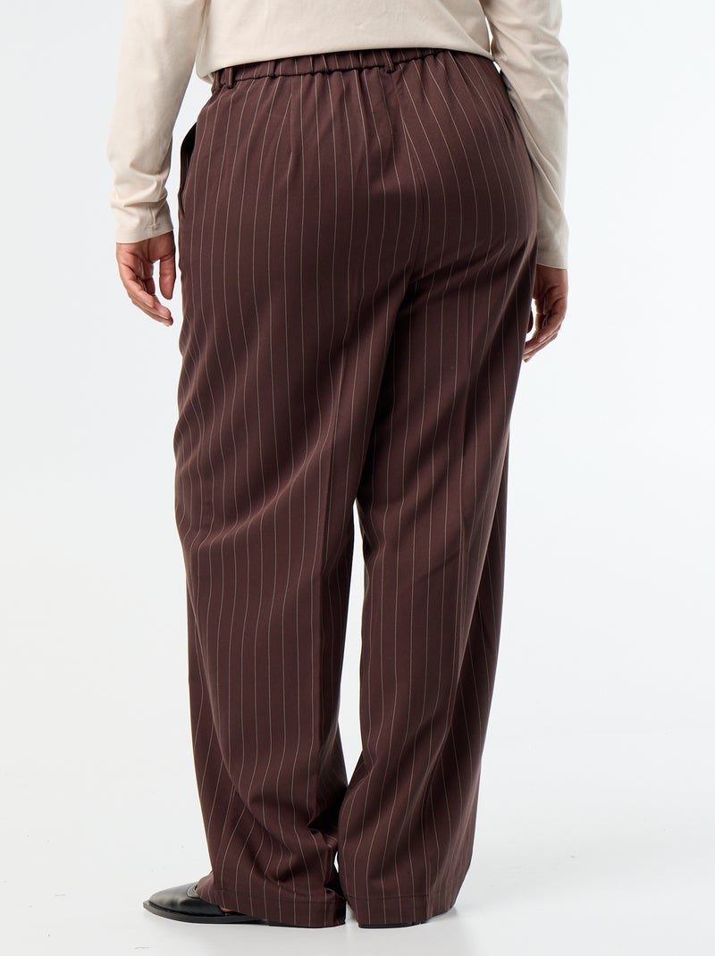 Pantalón ancho de tejido fluido Marron - Kiabi