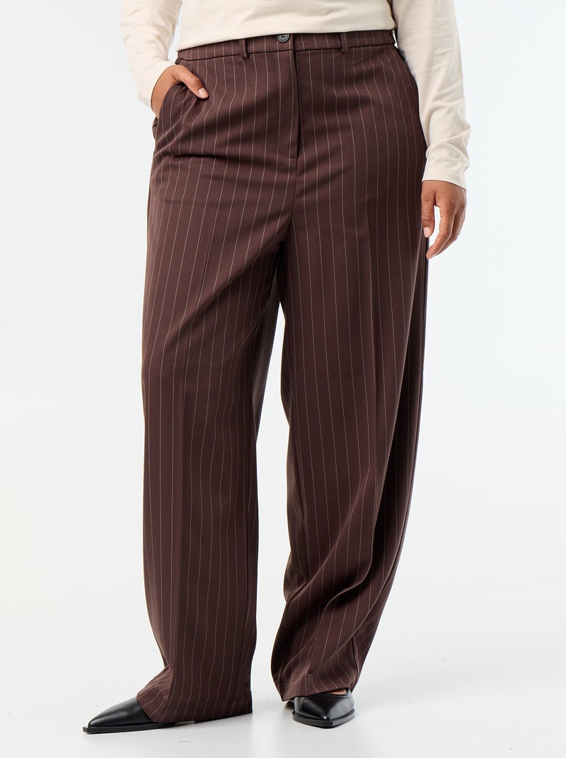 Pantalón ancho de tejido fluido Marron - Kiabi