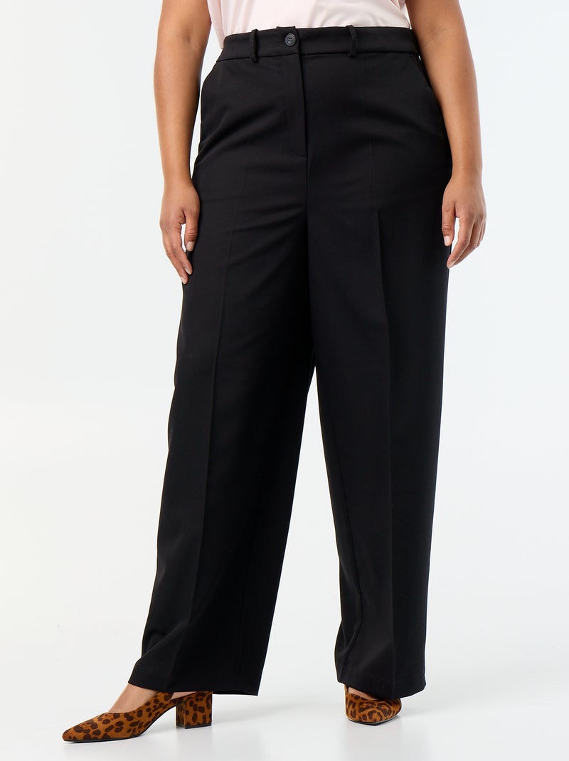 Pantalón ancho de tejido fluido Negro - Kiabi