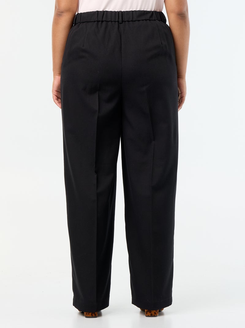 Pantalón ancho de tejido fluido Negro - Kiabi