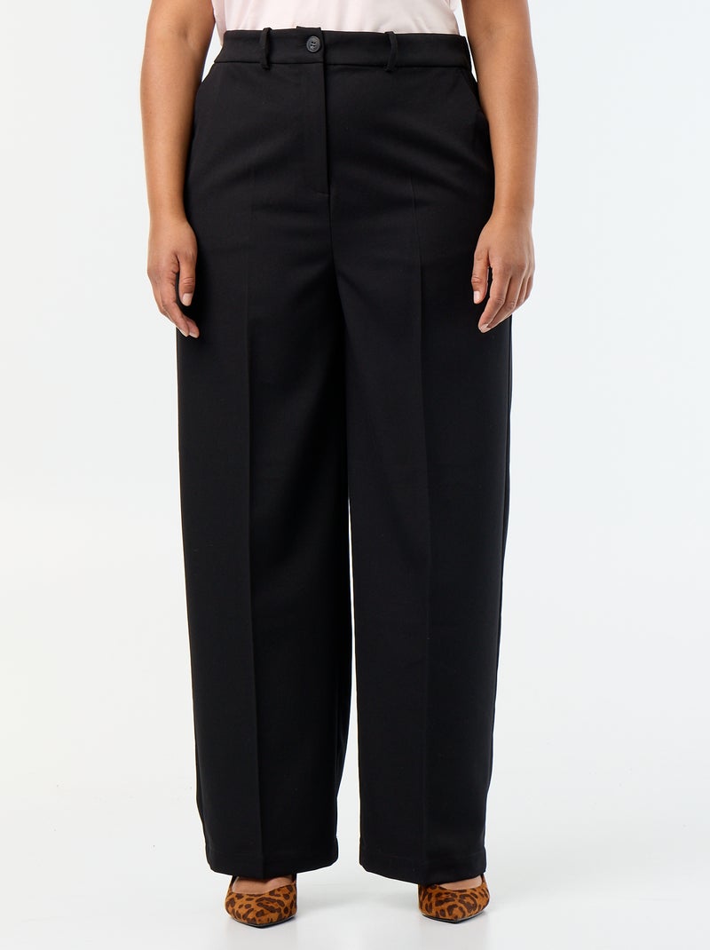 Pantalón ancho de tejido fluido Negro - Kiabi