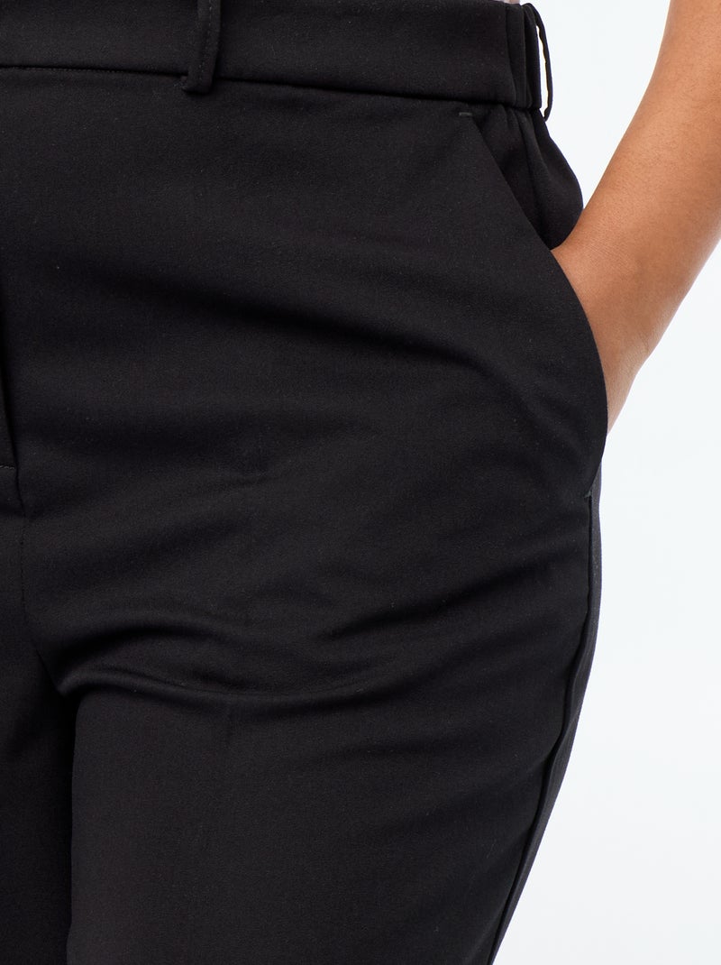 Pantalón ancho de tejido fluido Negro - Kiabi