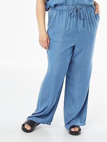Pantalón ancho de tencel con cintura elástica