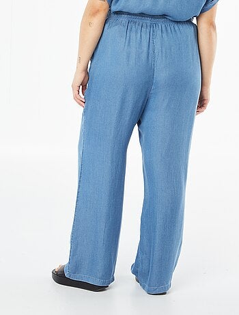 Pantalón ancho de tencel con cintura elástica