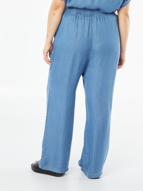 Pantalón ancho de tencel con cintura elástica - Kiabi