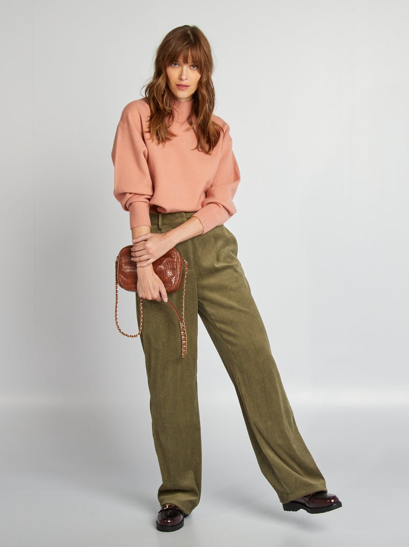 Pantalón ancho de terciopelo KAKI - Kiabi
