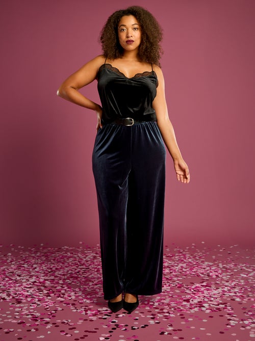 Pantalón ancho de terciopelo liso - Kiabi