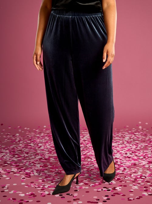 Pantalón ancho de terciopelo liso - Kiabi