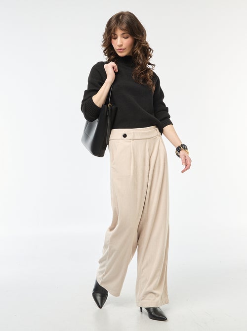 Pantalón ancho de terciopelo liso 'JDY' - Kiabi