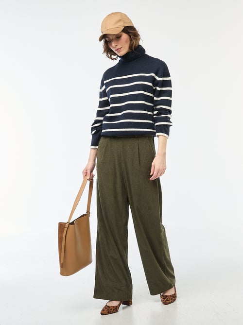 Pantalón ancho de terciopelo liso 'JDY' - Kiabi