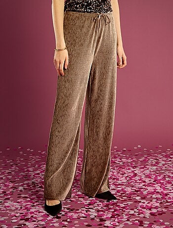 Pantalón ancho de terciopelo liso