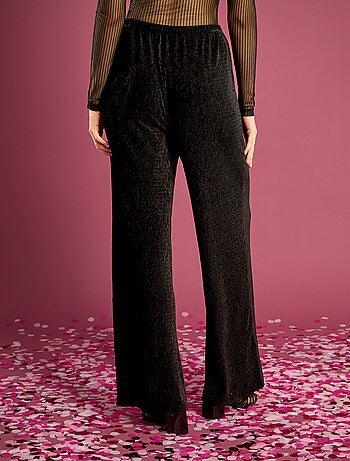 Pantalón ancho de terciopelo liso