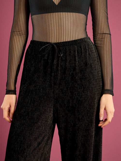 Pantalón ancho de terciopelo liso - Kiabi