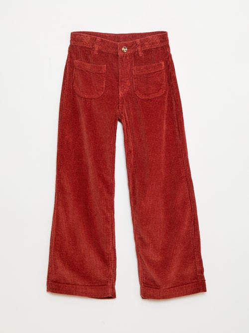 Pantalón ancho de terciopelo liso - Kiabi