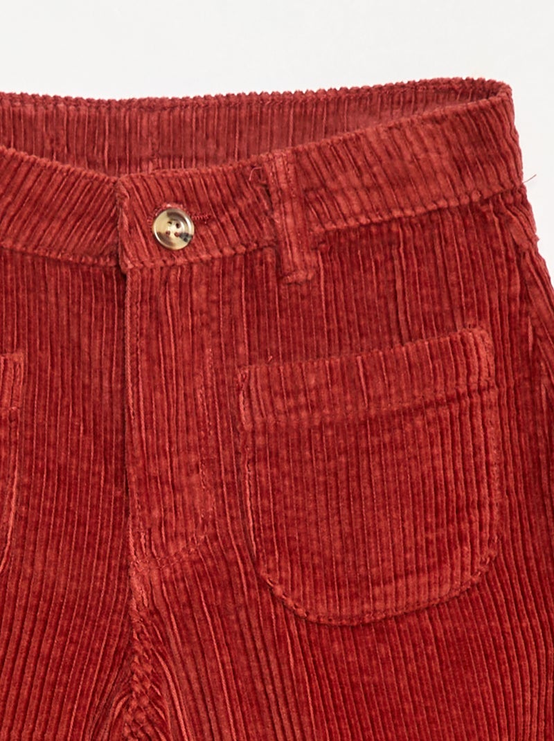 Pantalón ancho de terciopelo liso Rojo - Kiabi