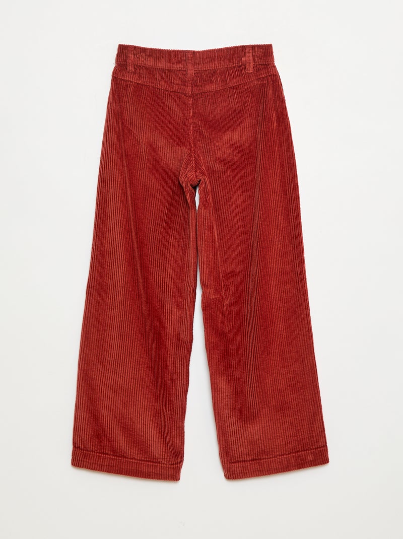Pantalón ancho de terciopelo liso Rojo - Kiabi