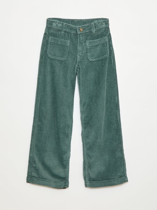 Pantalón ancho de terciopelo liso - Kiabi