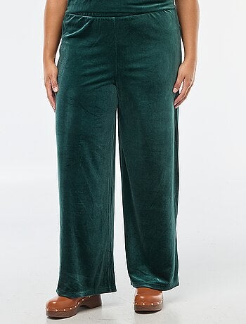 Pantalón ancho de terciopelo liso