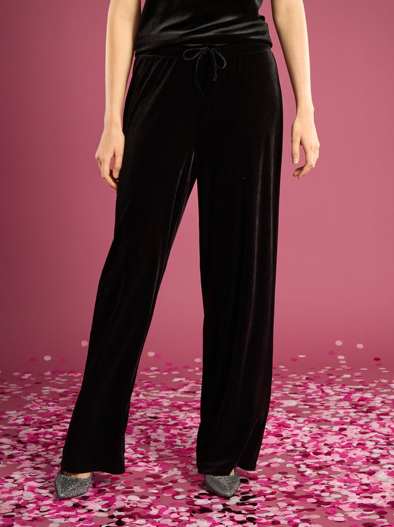 Pantalón ancho de terciopelo Negro - Kiabi