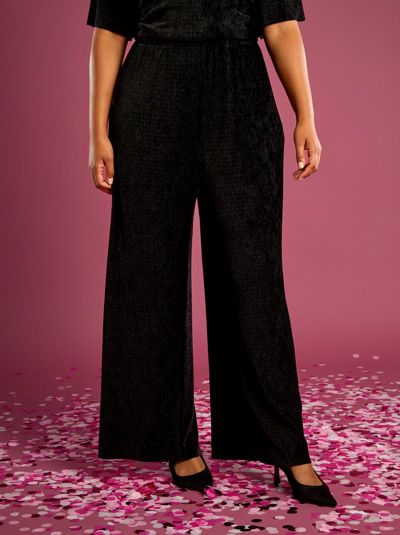 Pantalón ancho de terciopelo Negro - Kiabi