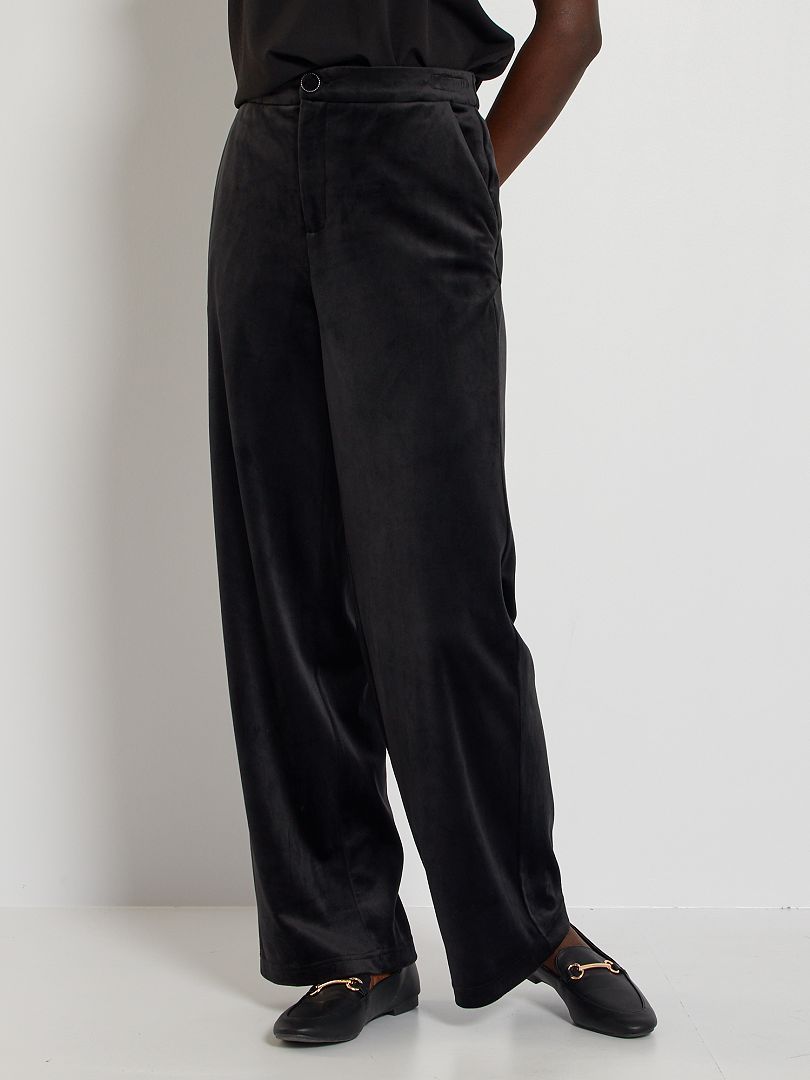Pantalón ancho de terciopelo - Negro - Kiabi 18.00€