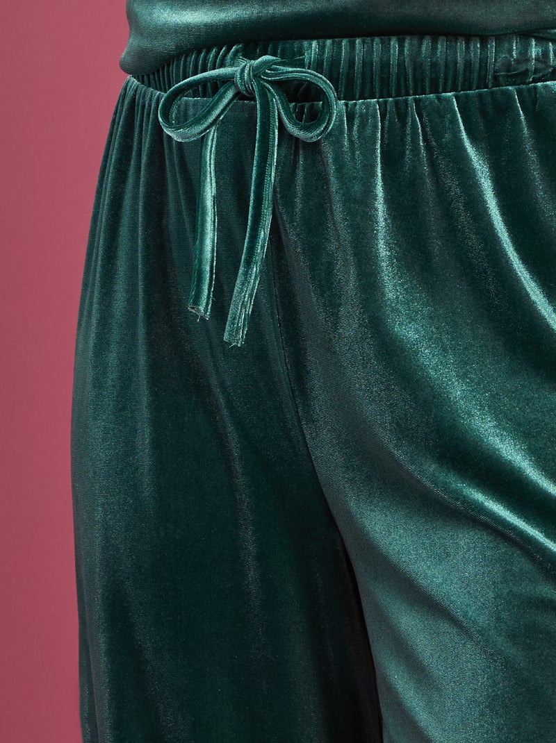 Pantalón ancho de terciopelo Verde - Kiabi