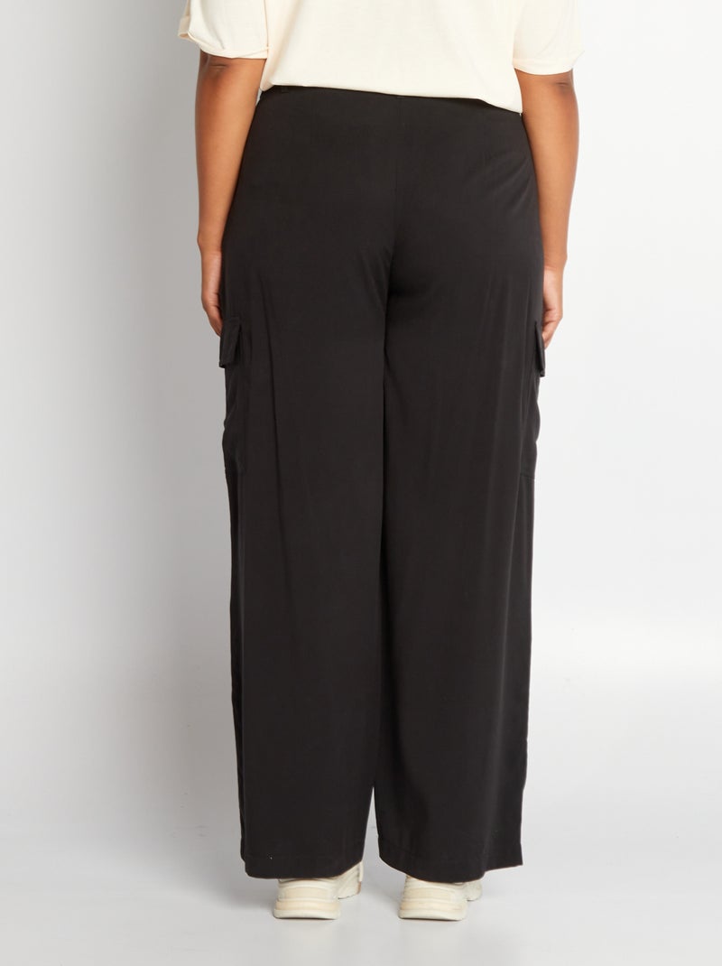 Pantalón ancho de tiro alto  - 2 bolsillos negro - Kiabi