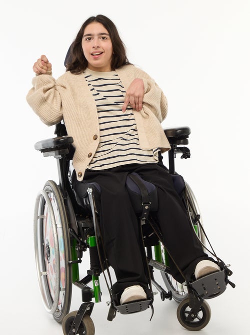 Pantalón ancho de tiro alto - colección fácil de poner - Kiabi