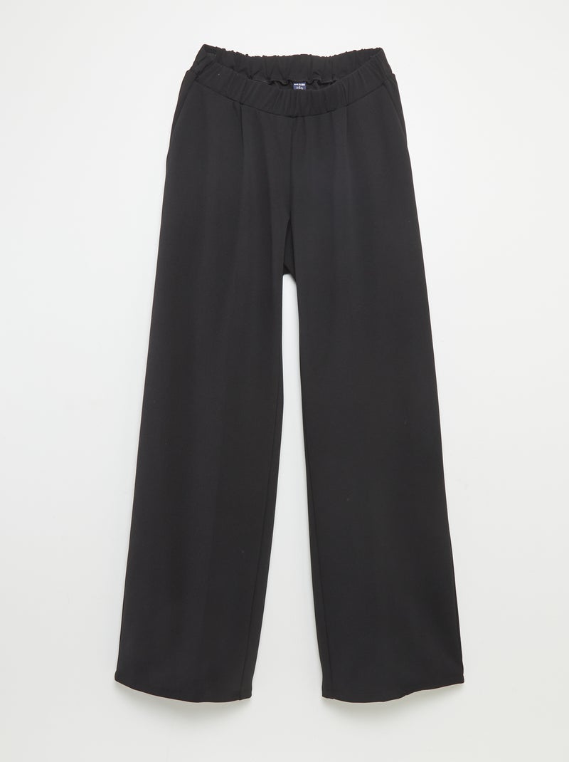 Pantalón ancho de tiro alto - colección fácil de poner negro - Kiabi