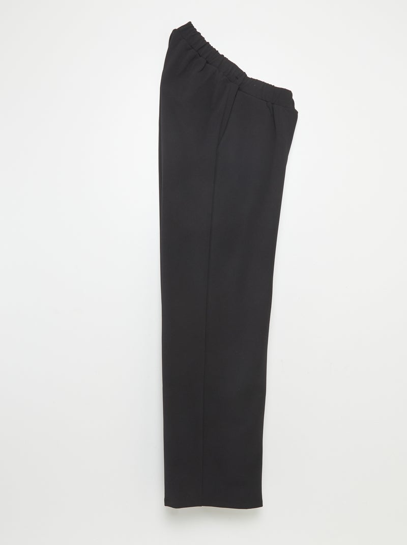Pantalón ancho de tiro alto - colección fácil de poner negro - Kiabi