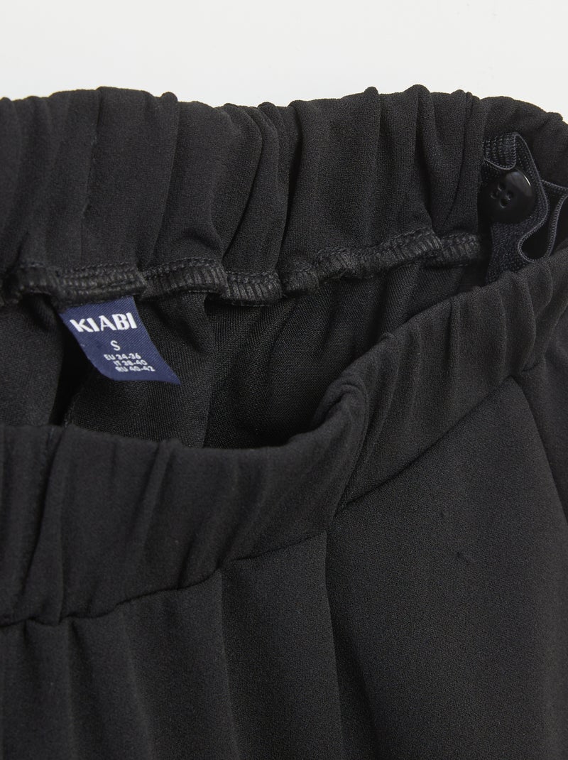 Pantalón ancho de tiro alto - colección fácil de poner negro - Kiabi