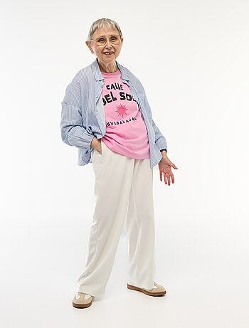 Pantalón ancho de tiro alto - Fácil de Poner