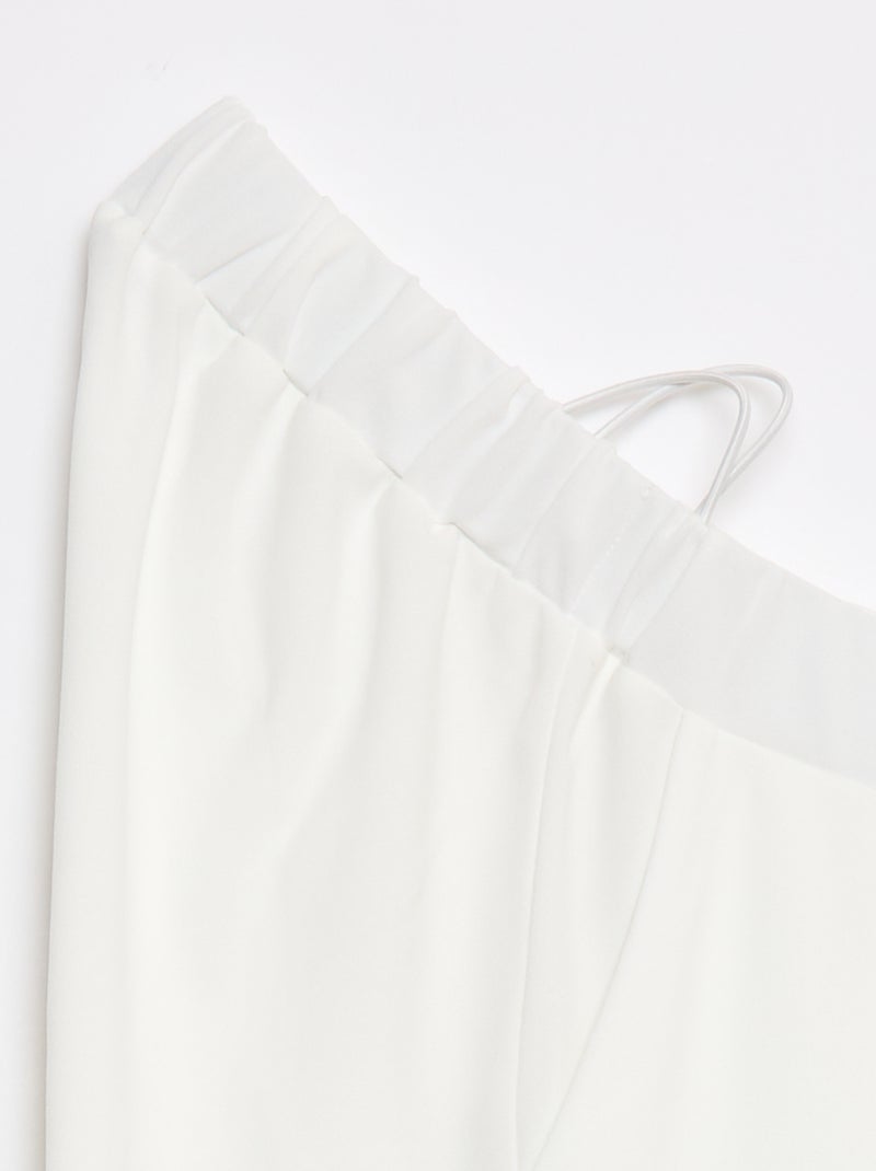 Pantalón ancho de tiro alto - Fácil de Poner Blanco - Kiabi