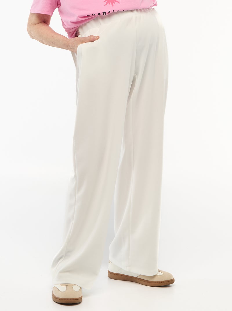 Pantalón ancho de tiro alto - Fácil de Poner Blanco - Kiabi