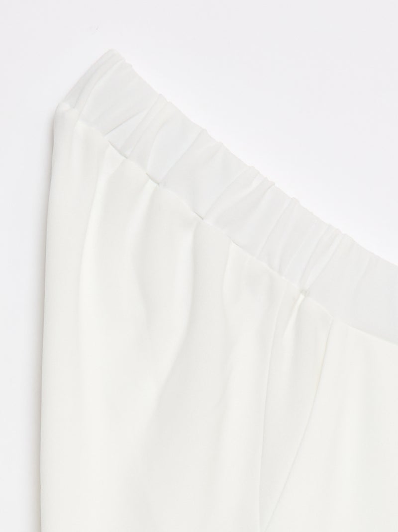 Pantalón ancho de tiro alto - Fácil de Poner Blanco - Kiabi