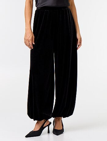 Pantalón ancho de tiro alto bombacho de terciopelo