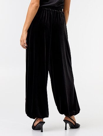 Pantalón ancho de tiro alto bombacho de terciopelo