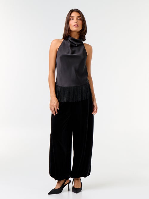 Pantalón ancho de tiro alto bombacho de terciopelo - Kiabi