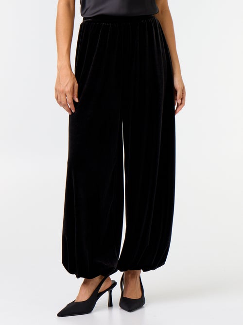Pantalón ancho de tiro alto bombacho de terciopelo - Kiabi