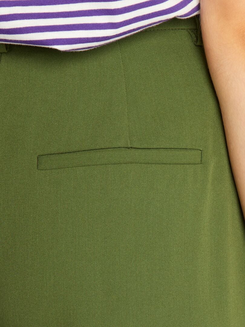 Pantalón ancho de tiro alto caqui oscuro - Kiabi