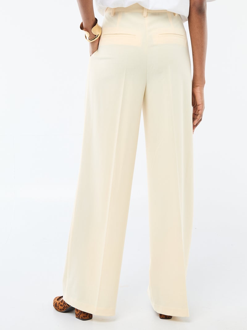 Pantalón ancho de tiro alto con 5 bolsillos Beige - Kiabi