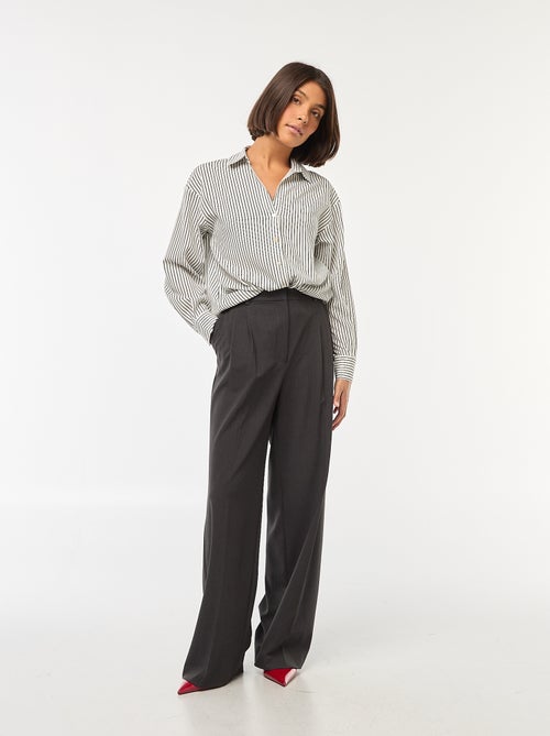 Pantalón ancho de tiro alto con 5 bolsillos - Kiabi