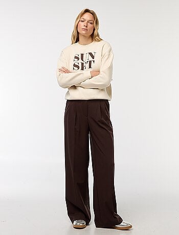 Pantalón ancho de tiro alto con 5 bolsillos