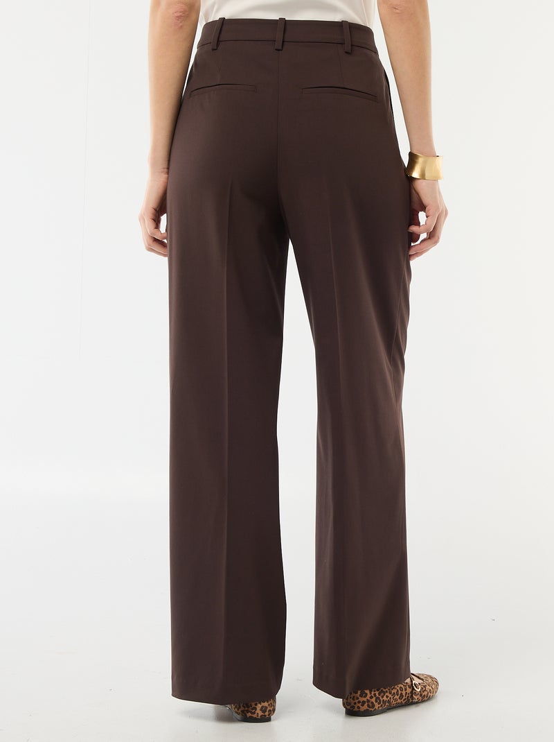 Pantalón ancho de tiro alto con 5 bolsillos Marron - Kiabi