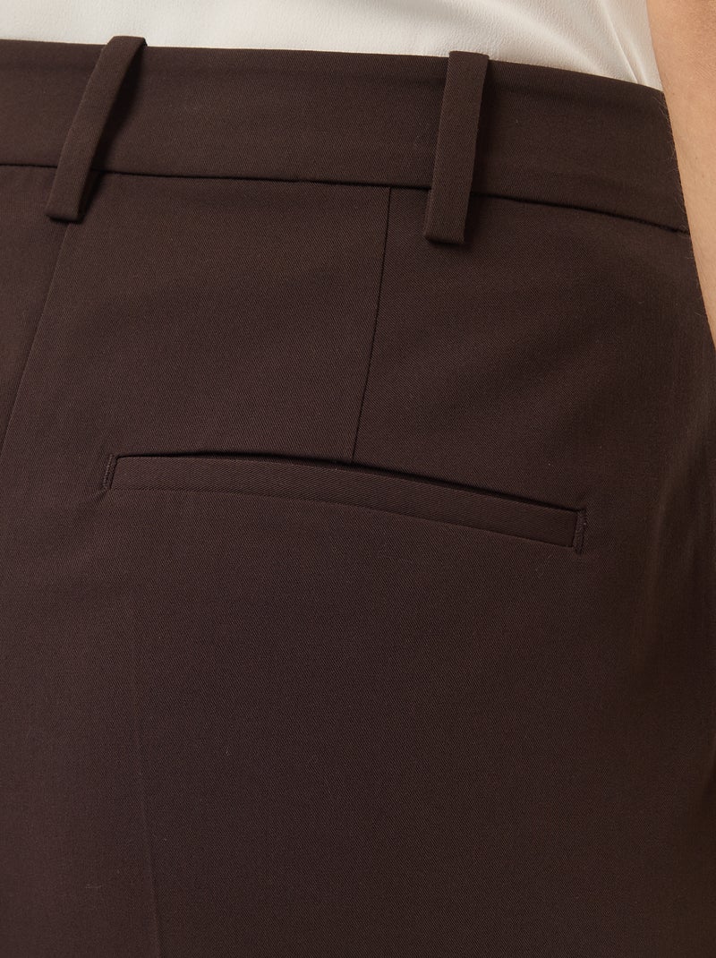 Pantalón ancho de tiro alto con 5 bolsillos Marron - Kiabi